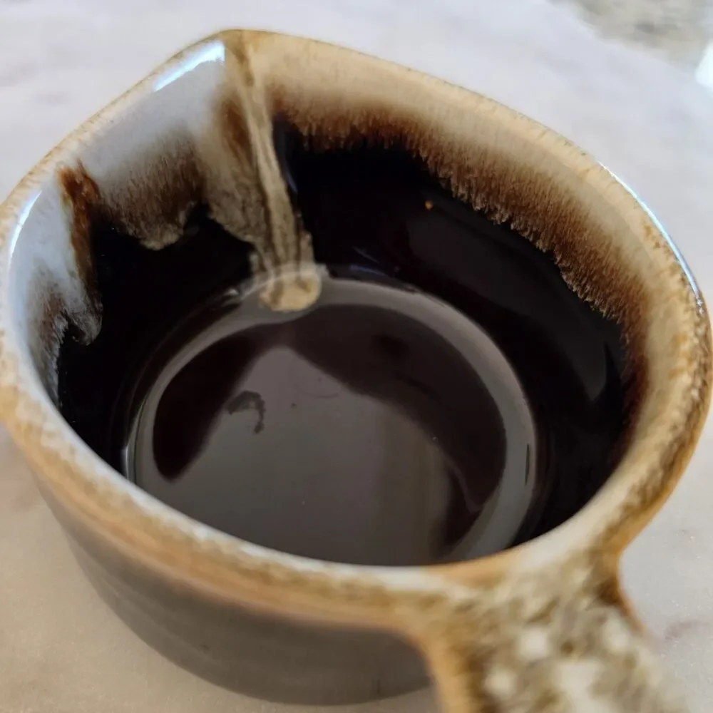 Vintage Pfaltzgraff Gourmet Brown Drip Stoneware Creamer & Sugar Bowl 22 24 USA